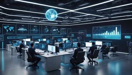 AI-enhanced business reporting dashboard displaying real-time analytics.
